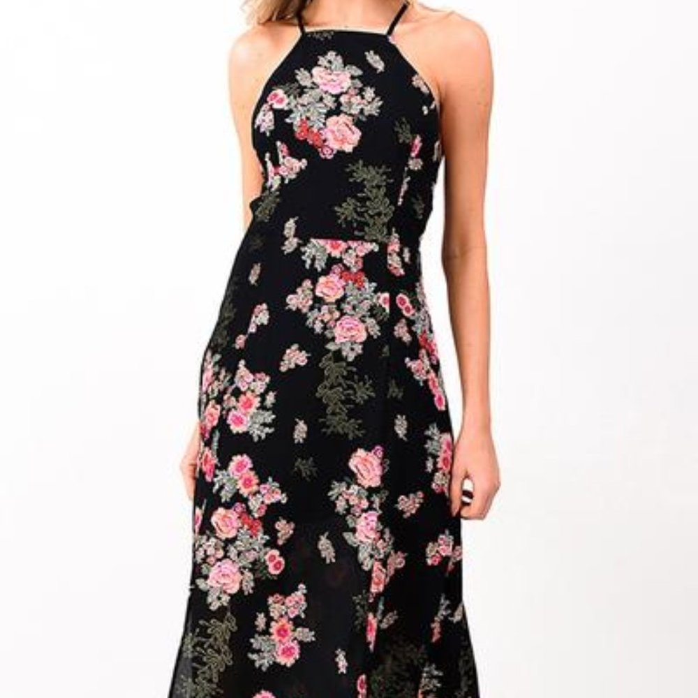 Open Back Floral Midi Dress